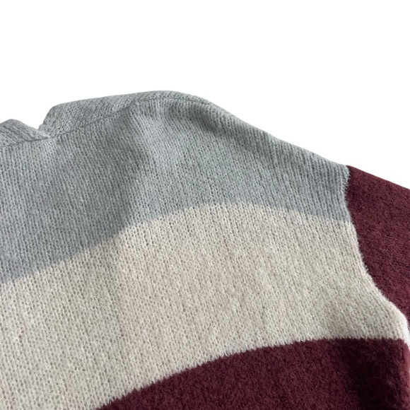 Entro Women’s Med Cream Burgundy Colorblock Stripe Open Duster Longline Cardigan - Picture 12 of 16